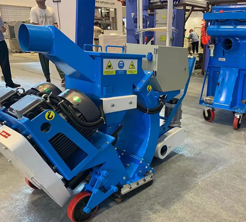 Garage surface pretreat shot blast machine